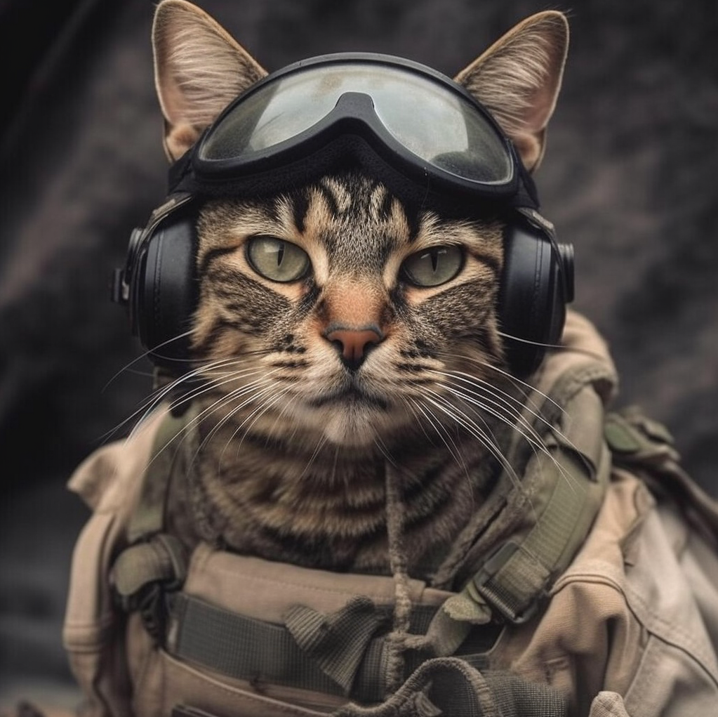 "Russian special forces, a cat with a ." - image created in Shedevrum