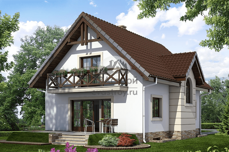 Проект дома 214 м2 с цокольным этажом из керамоблока с балконом, гаражом и террасой - 103-47