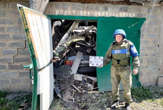    Последствия обстрела вооруженными формированиями Украины п. Юбилейный (ЛНР)