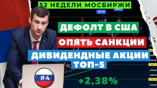 Ослабление рубля, Топ 5 дивидендых рекомендаций, приближающий дефолт в США, Отчет Сбера, Дивиденды МТС | 52 недели мосбиржи