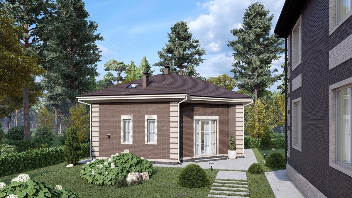 Проект углового дома 104 м2 с мансардой, сауной и вторым светом - DTE-179