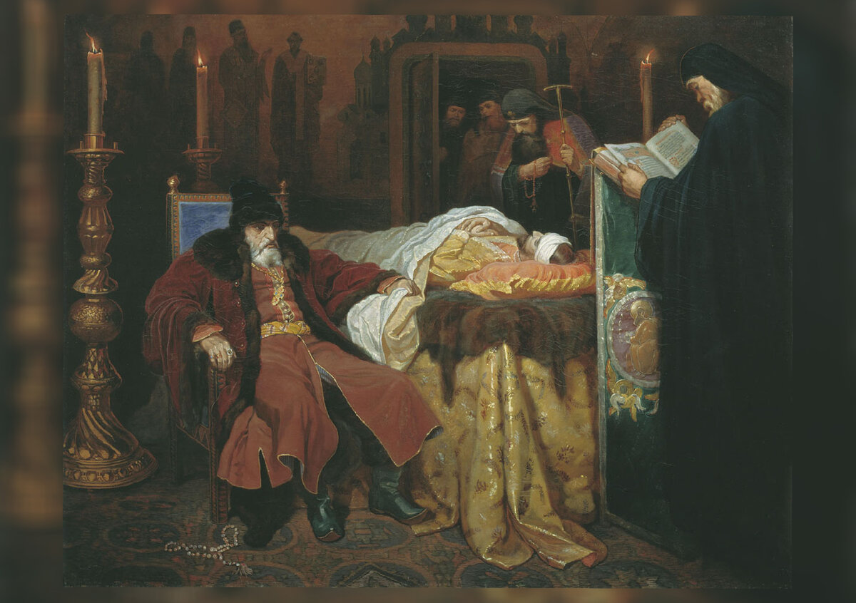 "Иван Грозный у тела убитого им сына". В. Г. Шварц. 1864 год