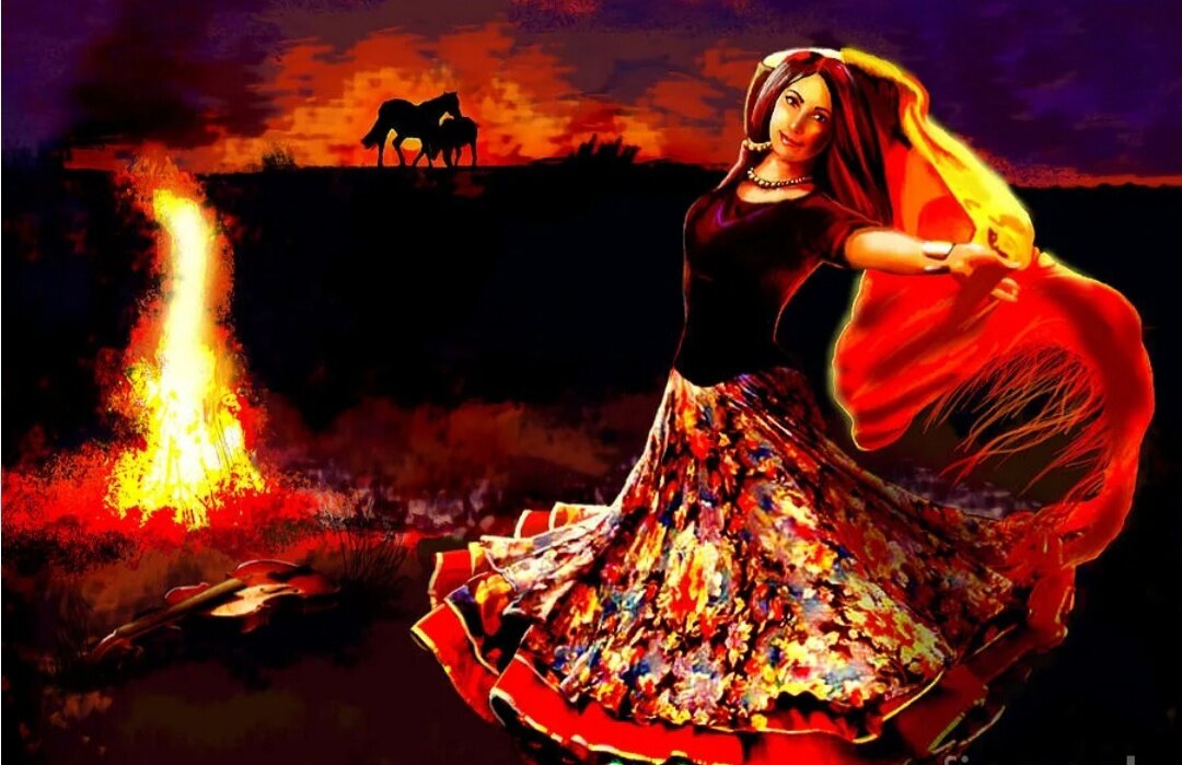 На цыганском языке песни седая ночь. Цыганка танцует. Цыганский костер. Цыганский танец. Красивые цыганки.