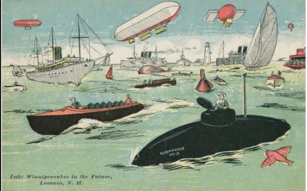 Открытка начала ХХ века о будущем.