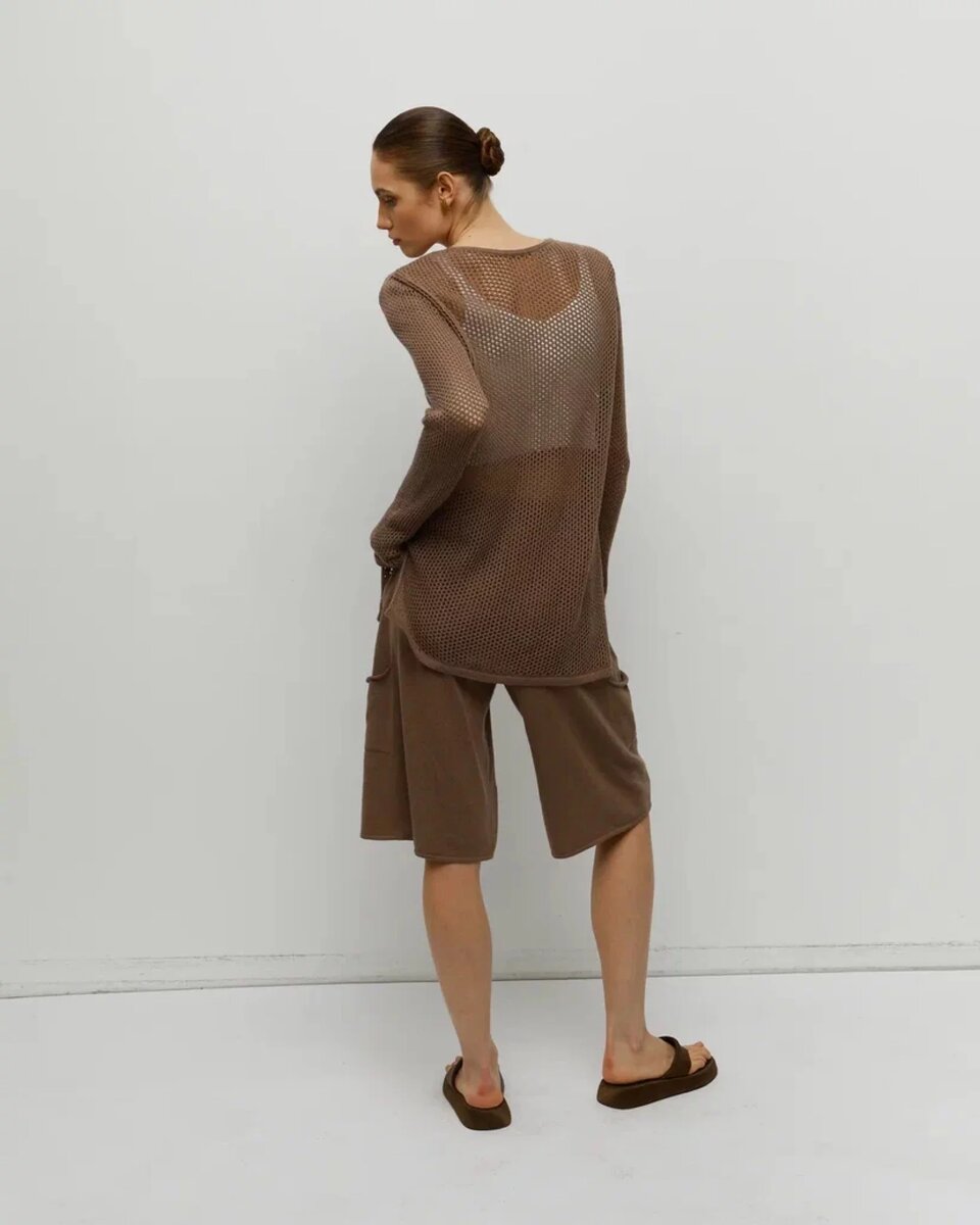 Свитер-сетка и шорты широкие с карманами LYNA+