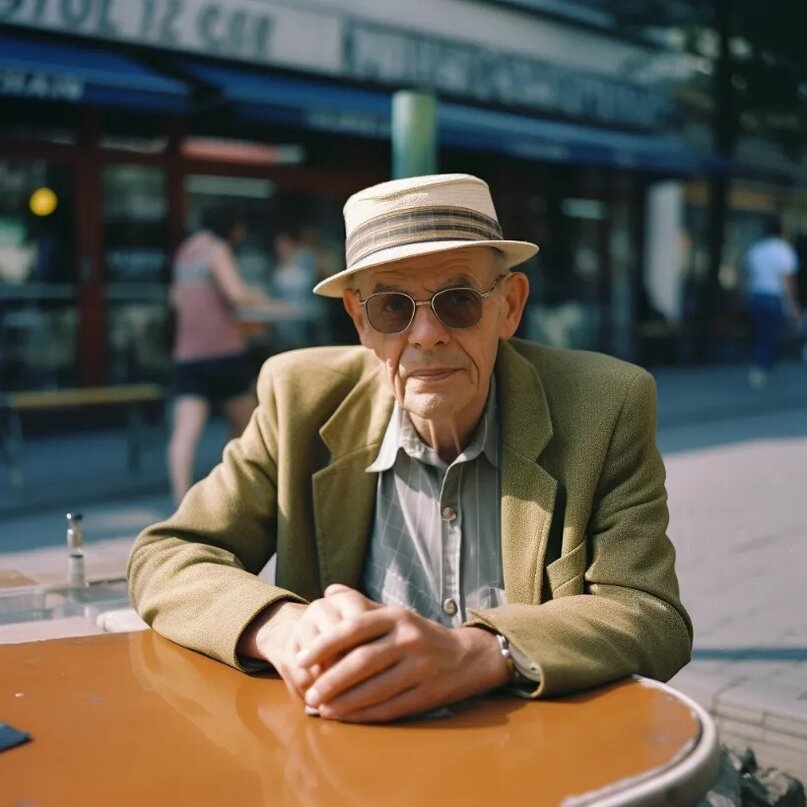 retro style photo of a man, shot on agfa vista 200, afternoon
