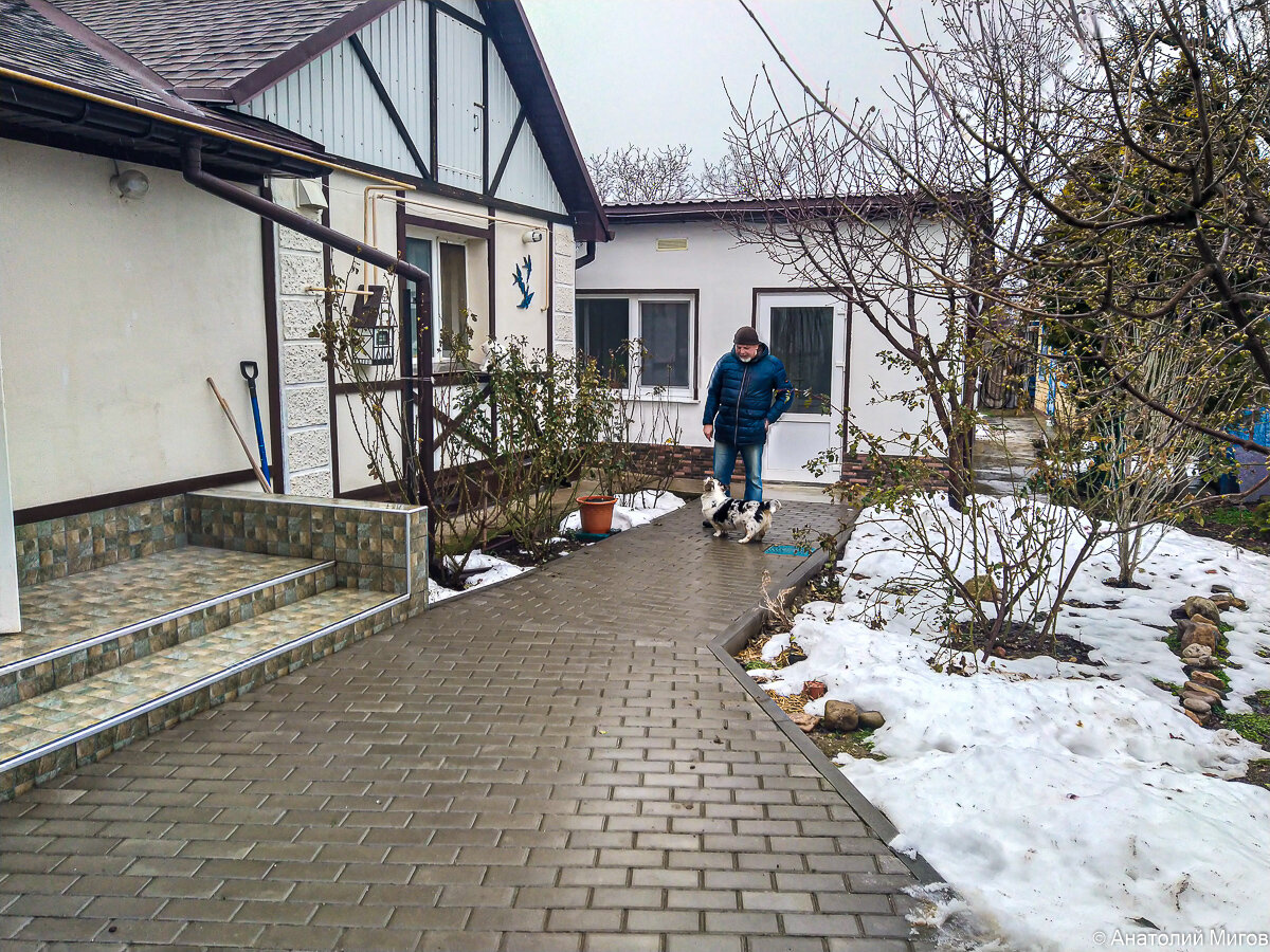 Такая вот картина у нас зимой, тут прямо просится справа от дорожки что-то вечнозеленое.