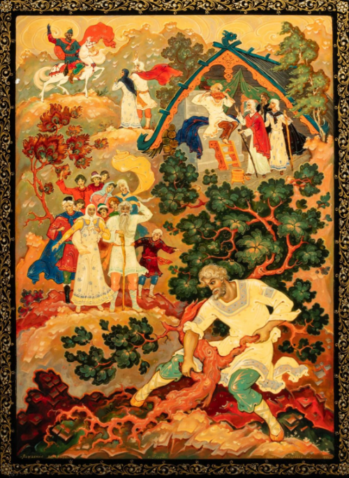 Рождение богатыря. Лаковая миниатюра Анатолия Морозова. До 1972 года