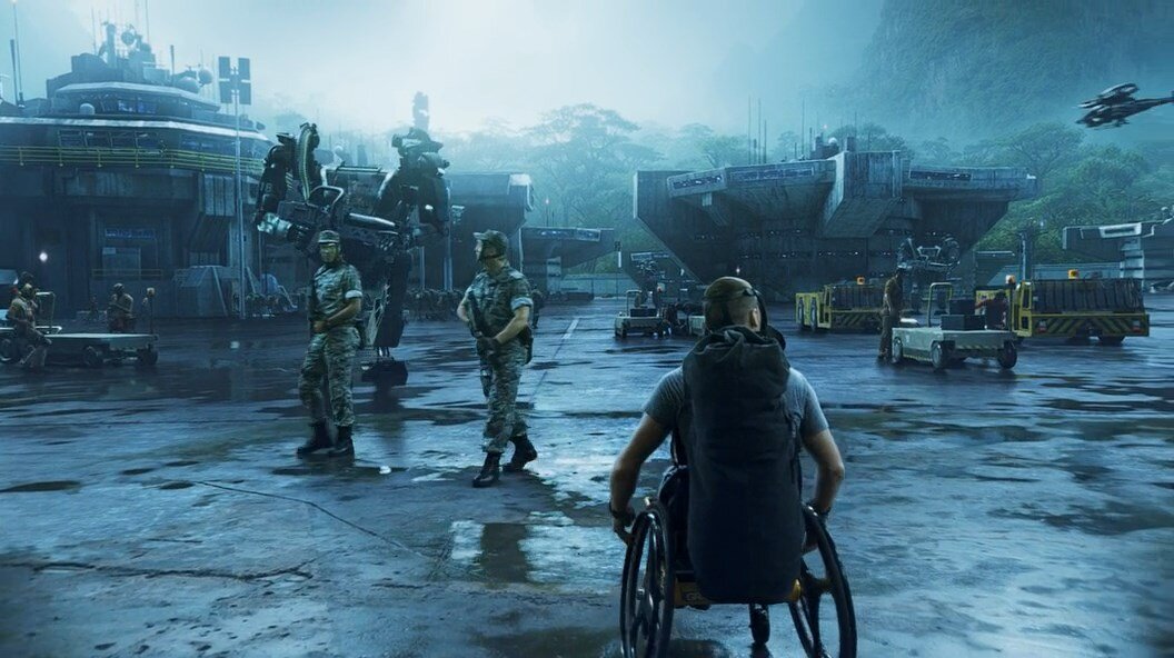 Главный герой чужой в любой среде - для учёных - тупой, для солдат - немощный. 