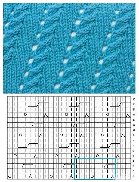 Диагональные узоры спицами схемы