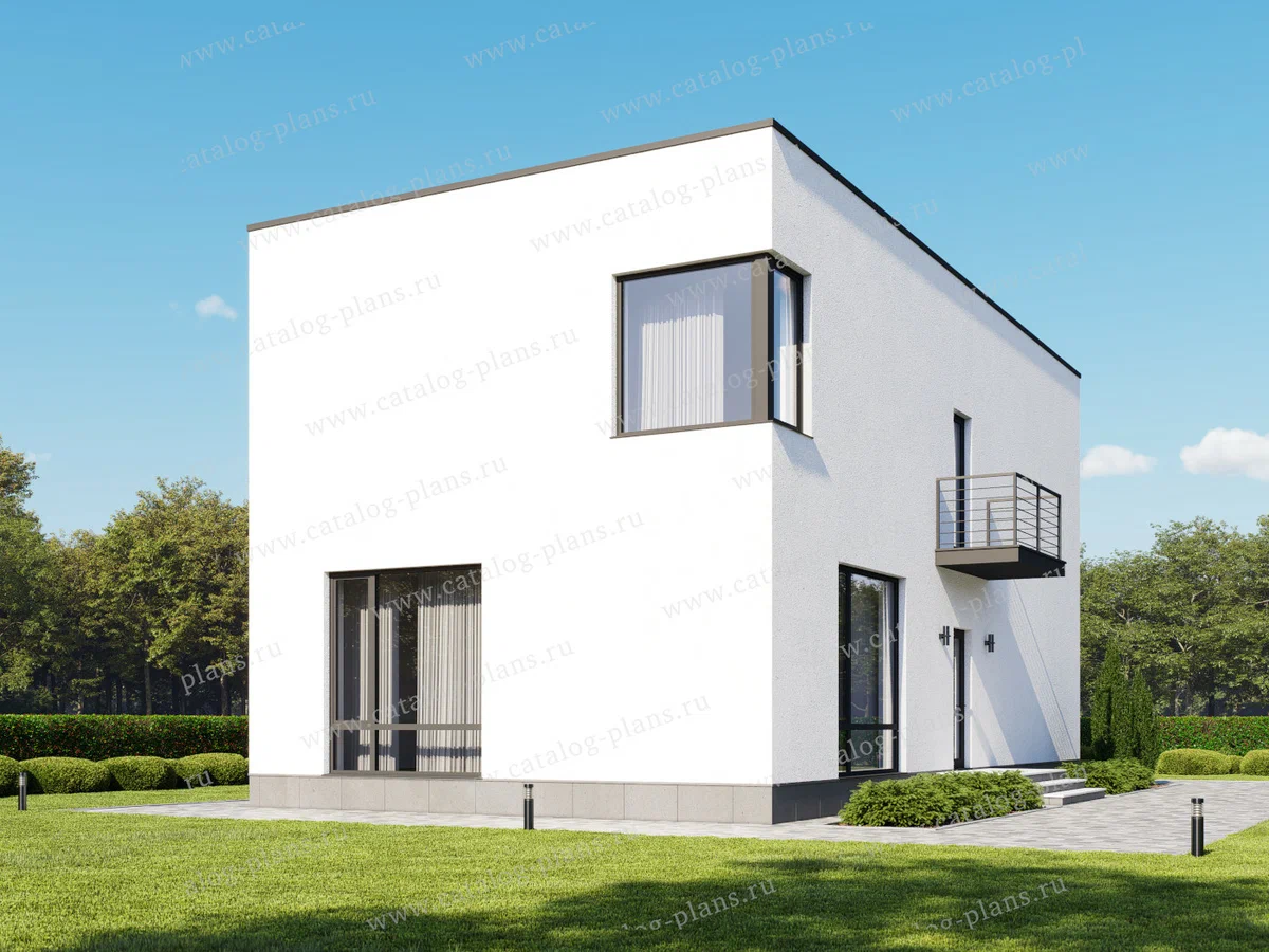 Вид на левый и главный фасады. Источник изображения: Дзен-канал "Проекты Коттеджей" 