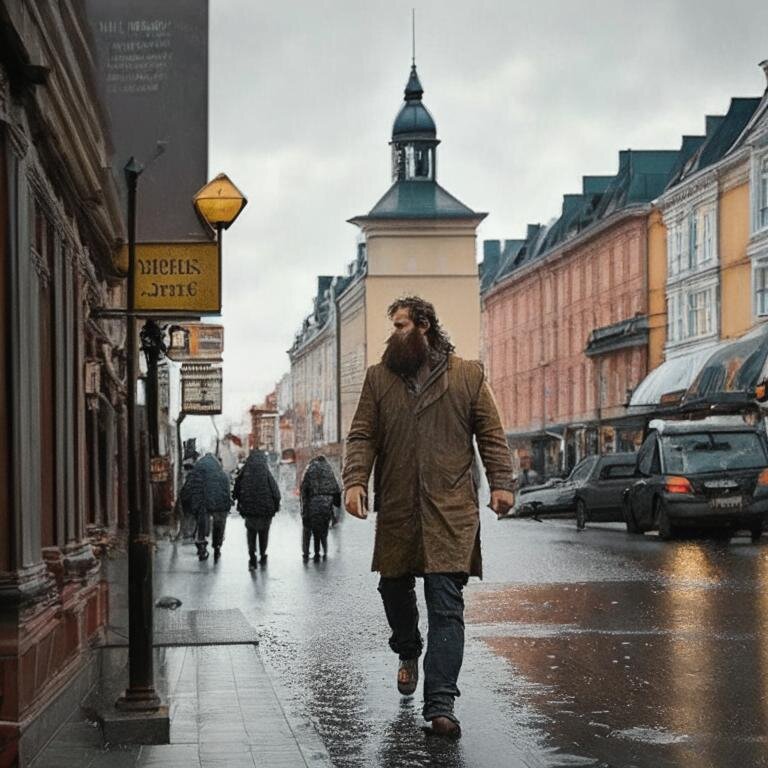 Бородатый он шёл по улицам Тюмени, озираясь по сторонам. Нет, он искал не бар, он просто рассматривал архитектуру.