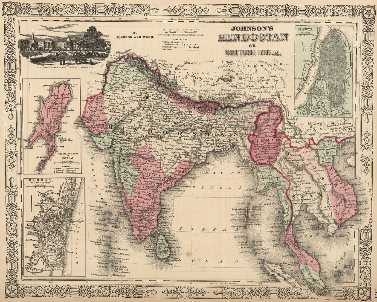 Карта британской Индии 1864 года. Источник: David Rumsey Map Collection, David Rumsey Map Center, Stanford Libraries