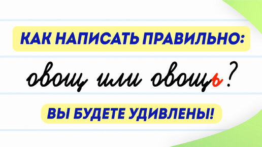 Овощ или овощь — как правильно? Мягкий знак после шипящих на конце имён существительных