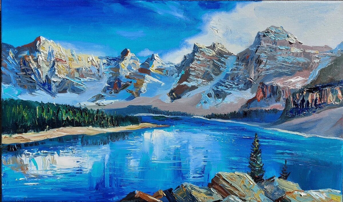 Анна Меньщикова  "Горное озеро" 
50х30
Холст, масло
2021 г. 
(Продано =Иваново=)