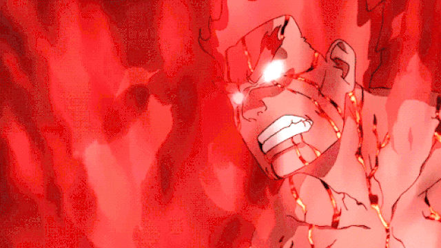 Майто Гай использует технику 8ми врат в бою против Мадары