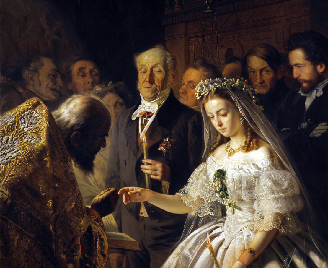 Свадебное фото в рамке счастливый жених и невеста вместе на белом фоне