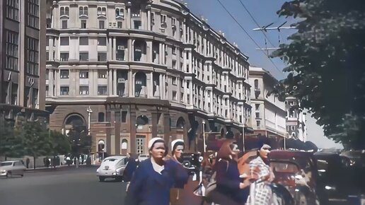 На стройках Москвы. 1951 г. (отрывок, ссылка на канал автора в описании)