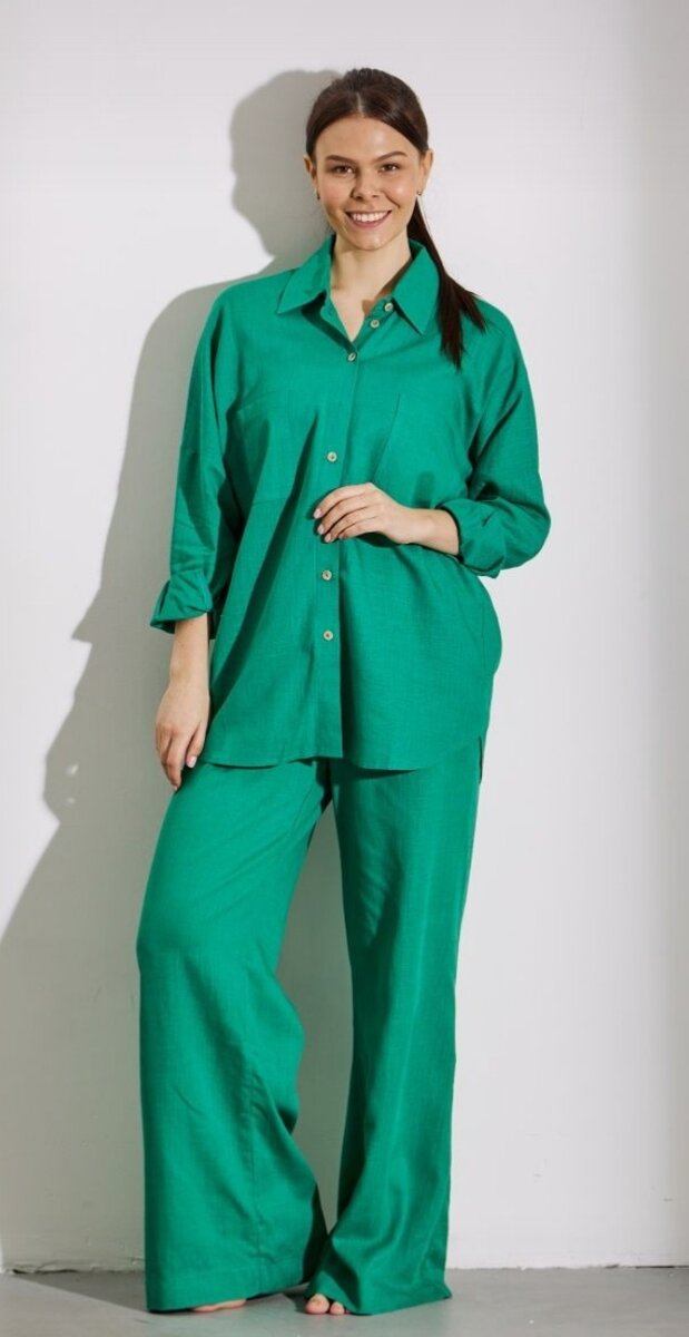 Бренд Collett,рубашка оверсайз, брюки палаццо, брюки на резинке.