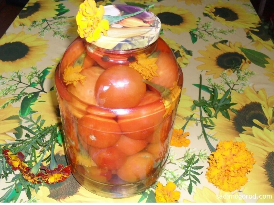 Помидоры с бархатцами на зиму рецепты отзывы. Помидоры с бархатцами на зиму рецепты отзывы. Томаты и бархатцы. Помидоры с бархатцами в банках на зиму. Помидоры с бархатцами на зиму.