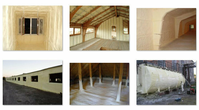 Утепление объектов ПеноПолиУретаном ППУ методом напыления Москва и Московская область 