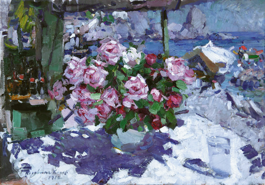 К. Коровин, "Розы. Букет у моря", 1912 г.