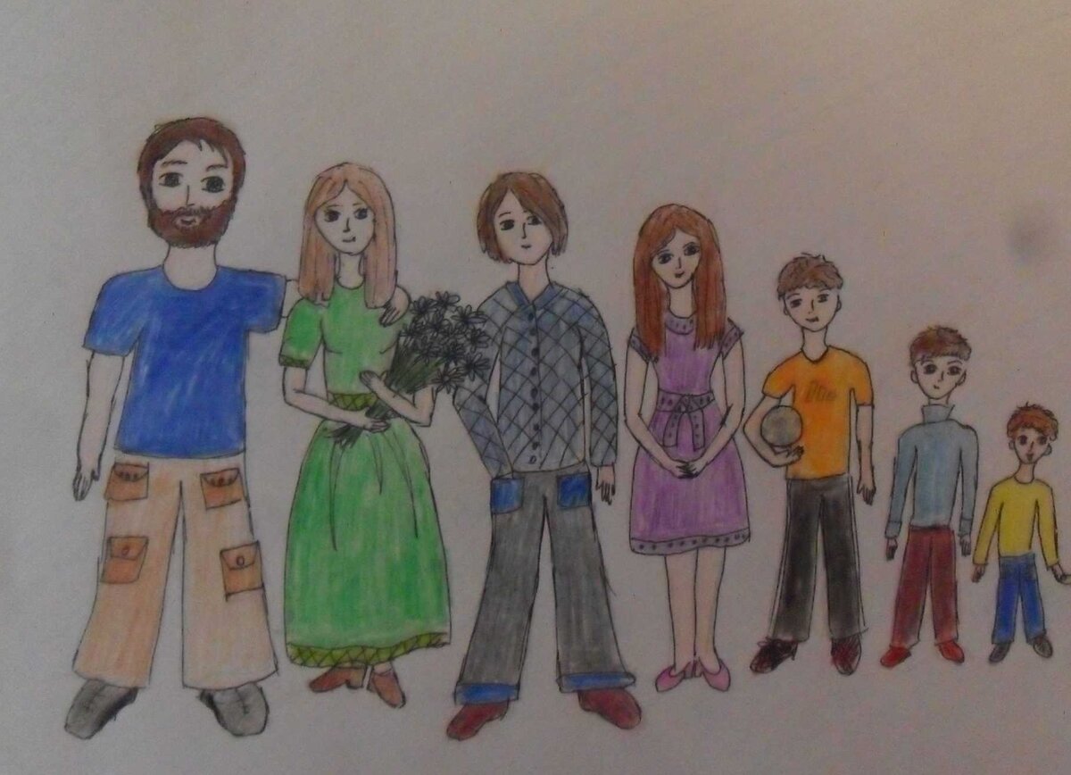 Рисунок семьи из 6 человек