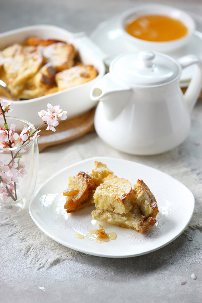 Bread Pudding with Raspberry Sauce by in Brooklyn