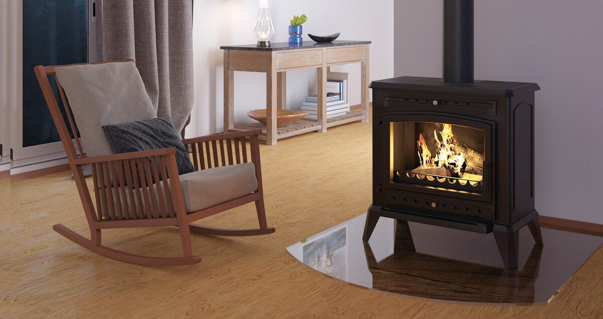 Печь-камин Эверест F-8 с большим панорамным стеклом