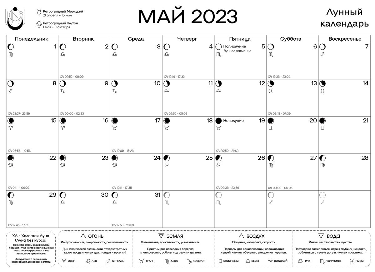 Лунный календарь на май 2023 (PDF) | lunai | Дзен