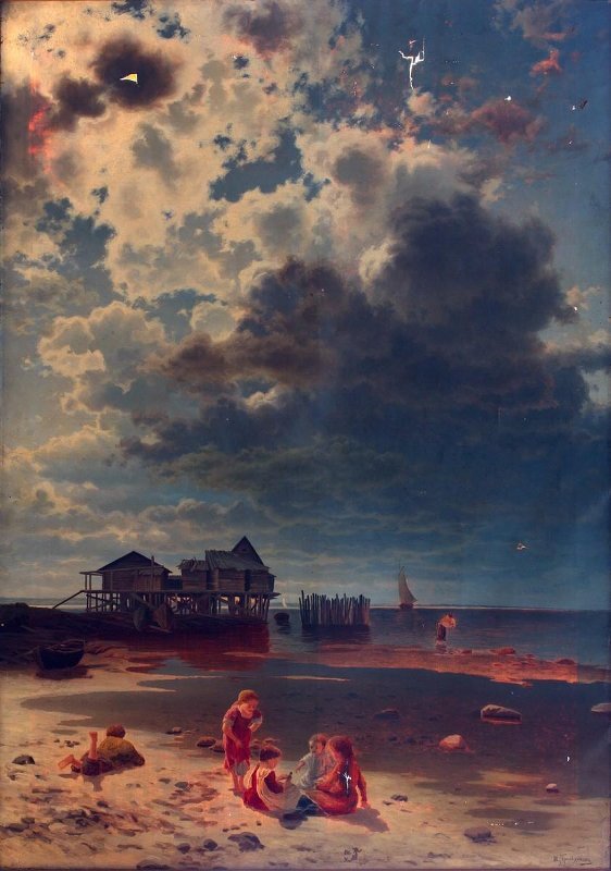 "Тони на Финском взморье", И.М. Проскурнин. Севастопольский художественный музей. Думаю, что с цветами на репродукции непорядок, но других нет, к сожалению.