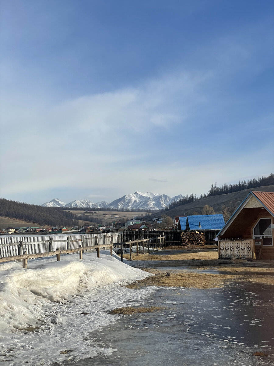 Вид из поселка на вершину Мунку-Сардык