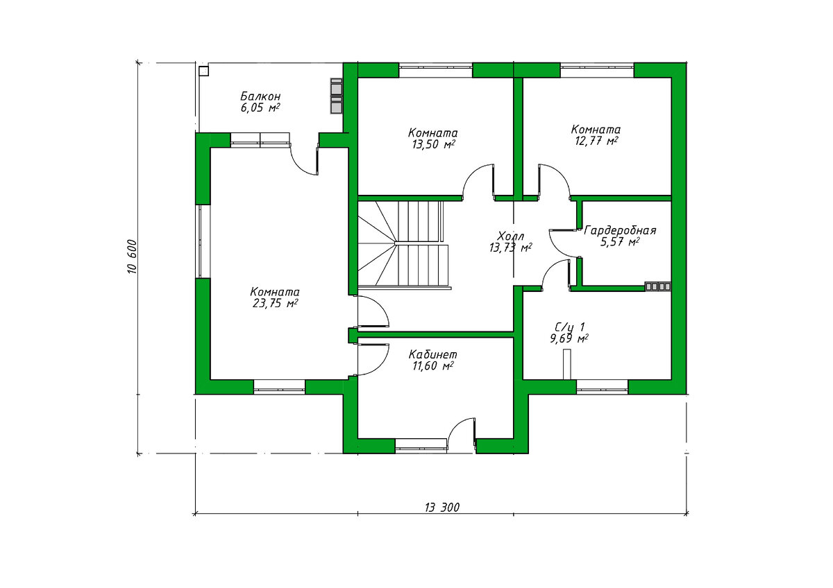 План 2го этажа дома по проекту 24-255