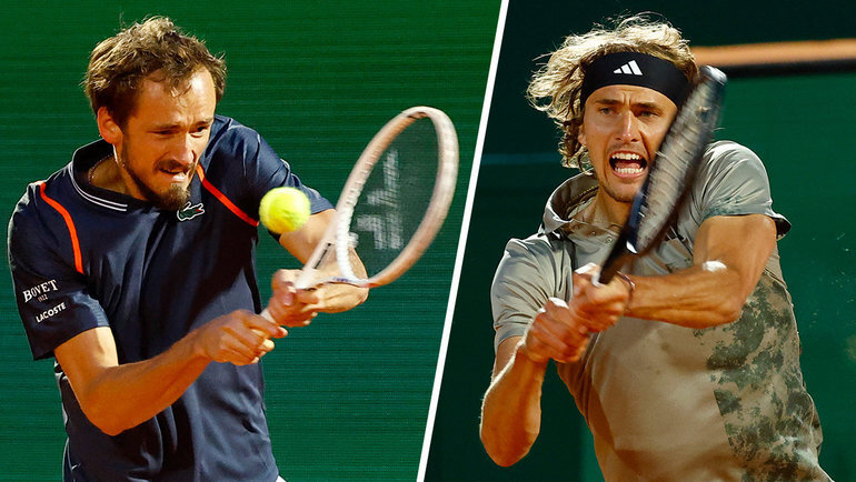    Даниил Медведев (слева) и Александр Зверев.