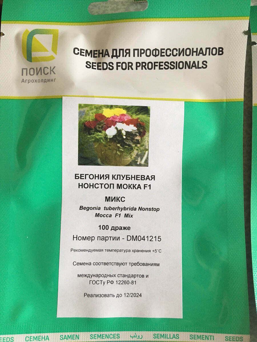 Бегония клубневая Нонстоп Мокка F1 смесь.