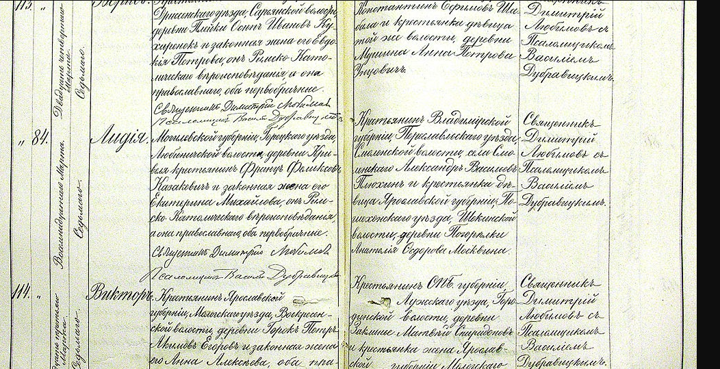 Пример метрической книги