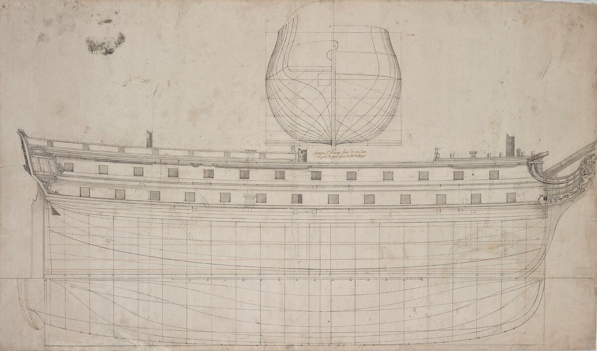 Чертеж линейного корабля «Fama» того времени 