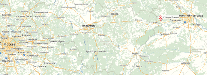Станция Ильино в Нижегородской области на Яндекс-карте