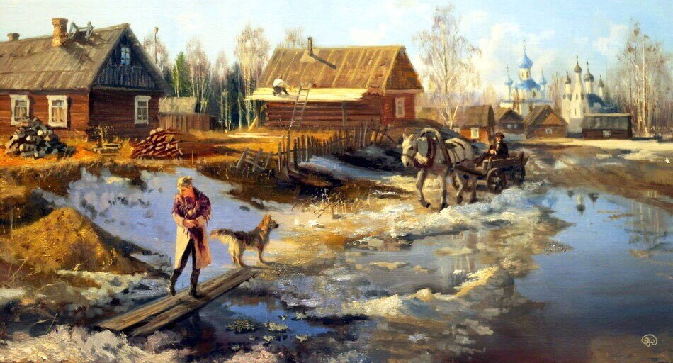 Художник Владимир Жданов Весна в Печорах