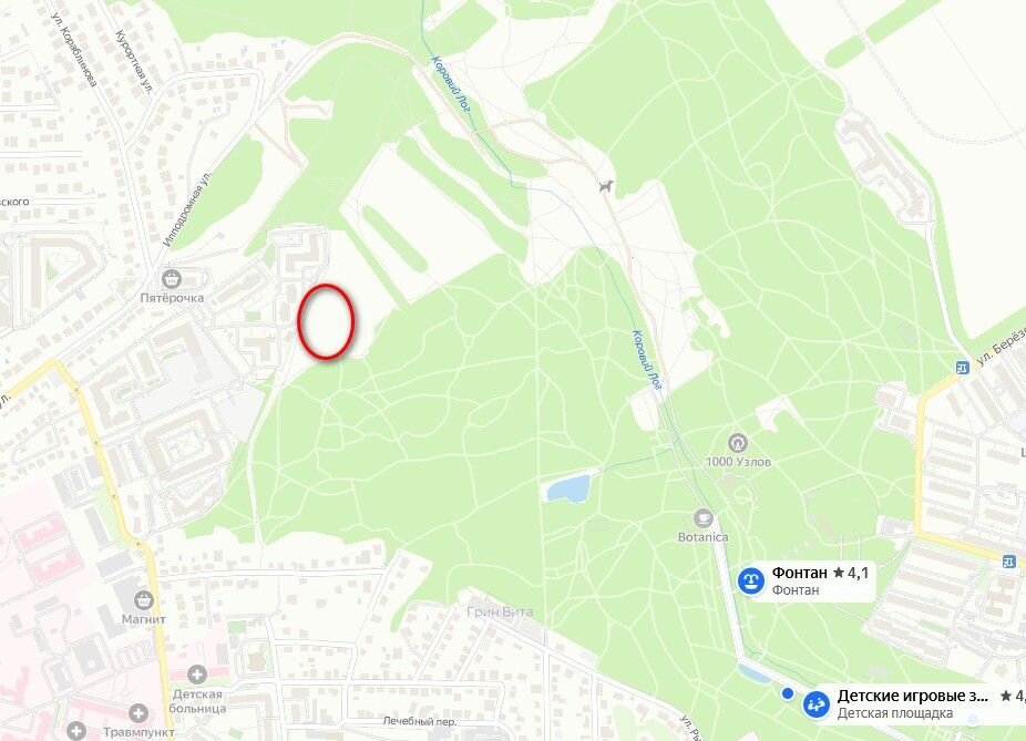    На карте отмечена территория под застройку