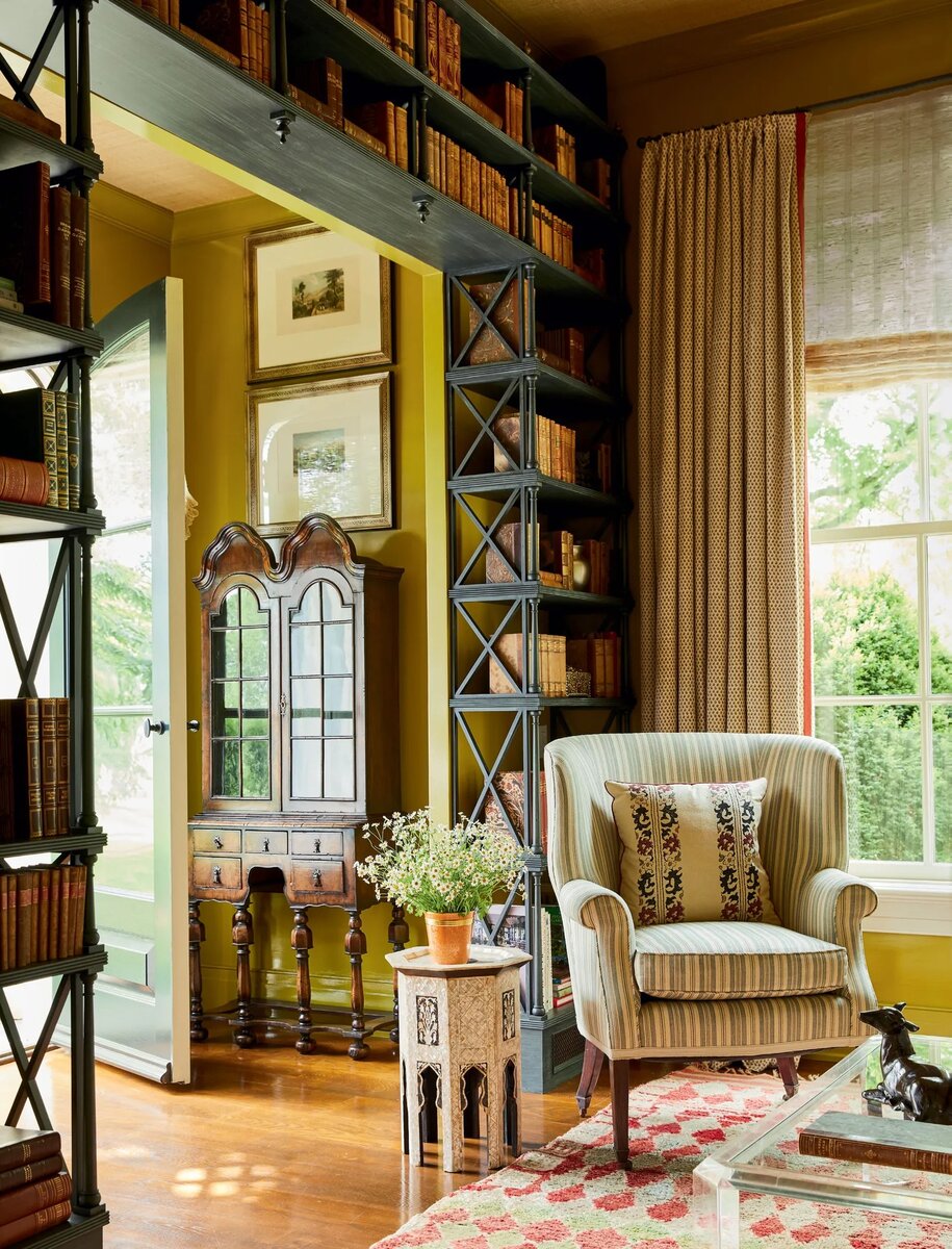 английский стиль, американский стиль, аксессуары, библиотека, дизайн, идеи оформления, кабинет, книжный шкаф, красивые дома, лаунж зона, тенденции дизайна