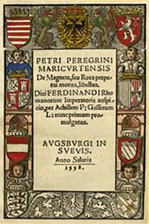 Обложка издание «Послания о магните» 1558 года. Взято с сайта Википедии.