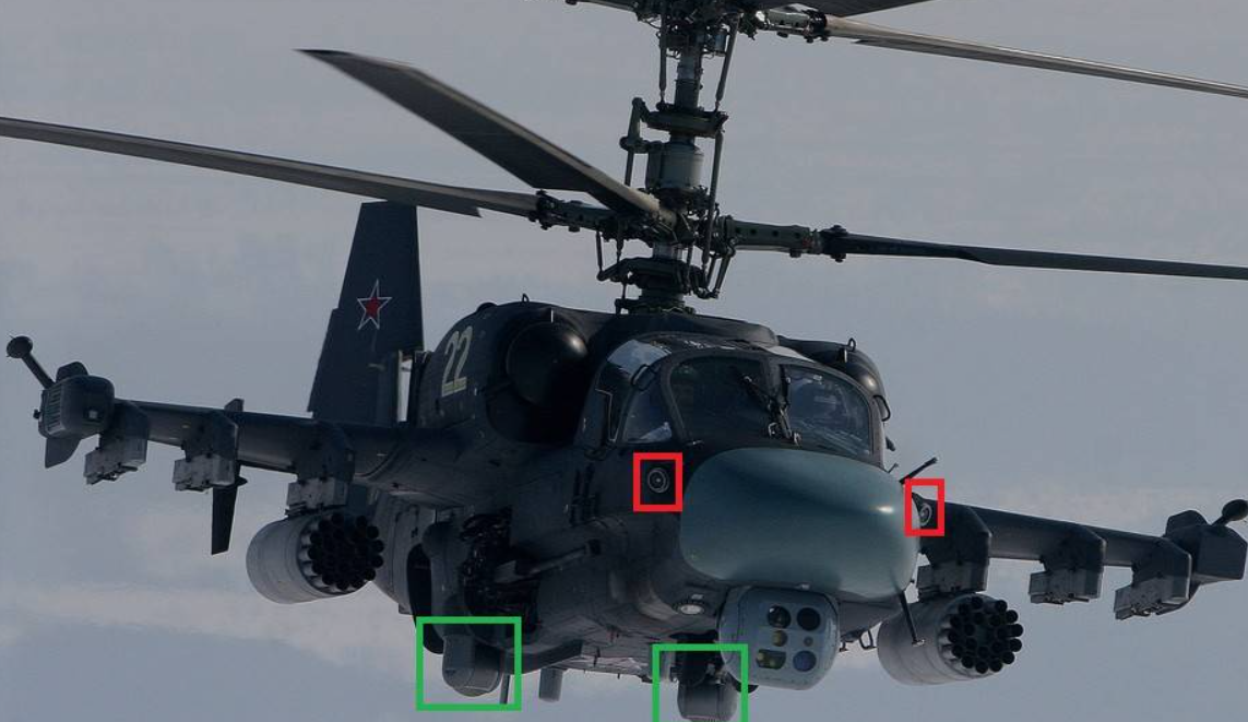 Так элементы комплекса располагаются на планере Ка-52, Сегодня "Витебском" оснащены все наши основные вертолёты армейской авиации (Ка-52, Ми-26, Ми-28НМ, Ми-8) и штурмовики. И без него потери этой техники и главное, людей, были бы куда существеннее. Картинка от Топвар