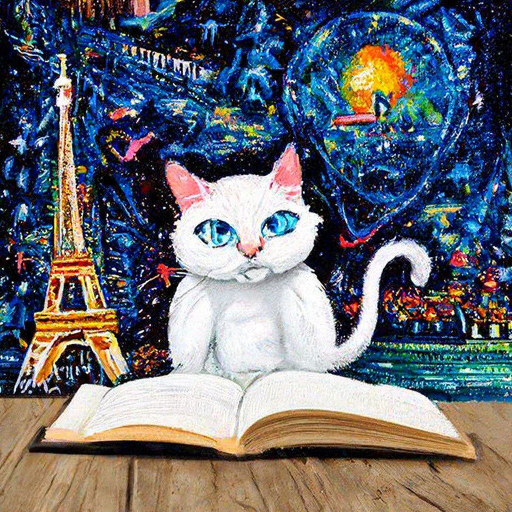 Иллюстрация к теме. Кошка учит французский язык