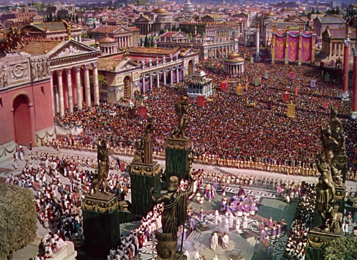 Собрание римлян на форуме. Кадр из фильма «Камо грядеши?» 1951 г.