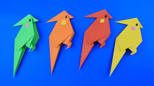 Как сделать попугая из бумаги оригами А4