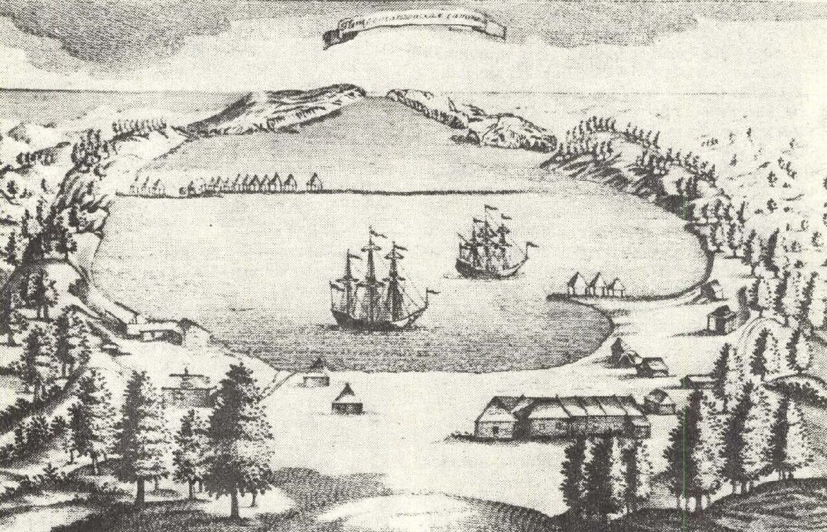 Петропавловск-Камчатский, гравюра XVIII века.