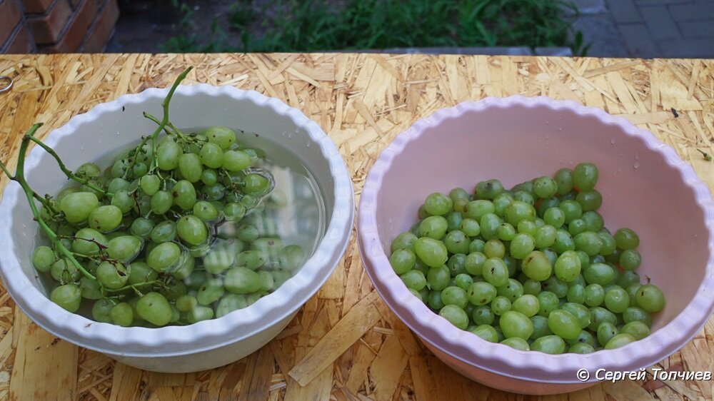 Моем и перебираем виноград