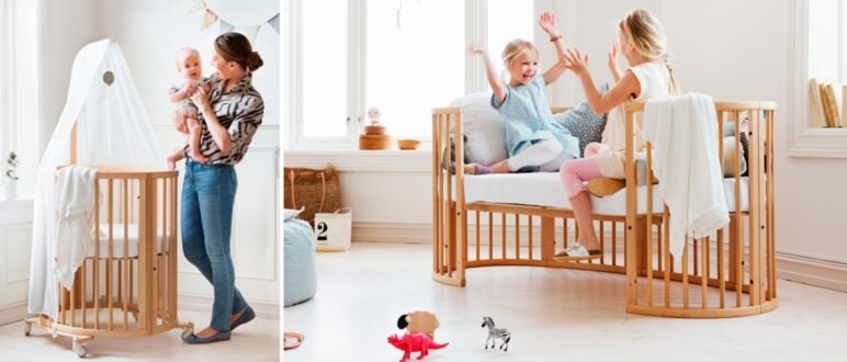 Готовясь стать мамой и папой, будущие родители в первую очередь обустраивают в комнате детский уголок, где главным атрибутом, становится детская кроватка. К этому процессу стоит отнестись весьма ответственно, учитывая объем и эргономику спальни. Чем качественнее и комфортнее детская кроватка, тем спокойней и малышу, и родителям. Не стоит забывать о том, что полноценный сон – это залог здоровья и хорошего самочувствия. Самые лучшие и качественные кровати отвечают целому ряду требований, которых, безусловно, следует придерживаться. Размер: 
Размеры кроватей, чаще всего встречаются стандартные 120×60 либо 140×70, к ним легко подбираются матрасы и постельное белье. Признаком качества являются прочные соединения элементов.
Материал кровати:
Самые лучшие и безопасные детские кроватки изготавливают, исключительно, из натуральных материалов: чаще всего из массива бука, поскольку он очень прочный и долговечный, либо из сосны – экологичность покрытий и материалов, в этих случаях, обеспечены.Также, встречаются изделия из металла, пластика и ДСП, однако подобных ненатуральных материалов следует избегать. Тщательно проверьте поверхность изделия, она должна быть гладкой.
Конструкция:
Вне зависимости от выбранной конструкции детской кровати, будь то маятниковая, трансформер, обычная, с ящиком, комодом, пеленальным комодоми пр., необходимо обратить внимание на качество прутьев и расстояние между планками (как правило от 6-8 см, не более). Также обратите внимание на наличие колес, поскольку мобильные кровати более практичны. В случае, если выбранная кроватка оснащена маятниковым механизмом, то проверьте ее бесшумность и плавность. Донышко должно быть не монолитным, а реечным, поскольку монолитное дно затрудняет  циркуляцию воздуха, и может стать причиной появления грибков в матрасе.