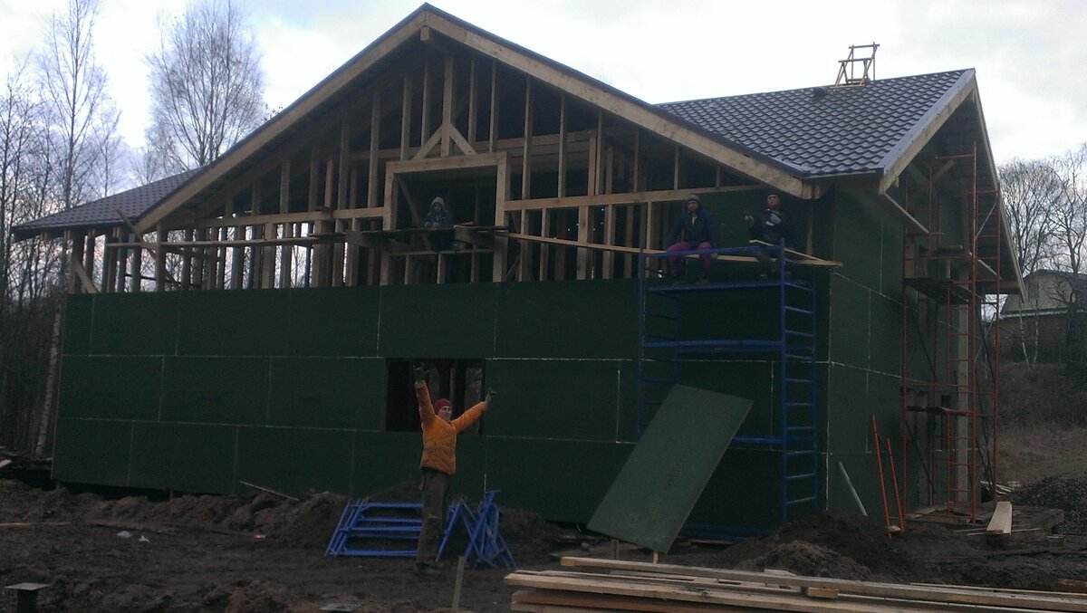 Обшивка каркаса плитами "Изоплат" 2700*1200*25 мм.